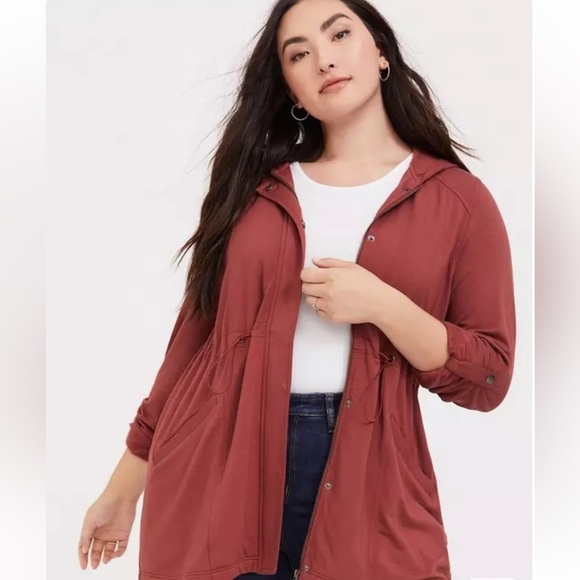 Torrid Brick Red  Hooded Fleece Anorak Jacket  Size 2 - Picture 1 of 6